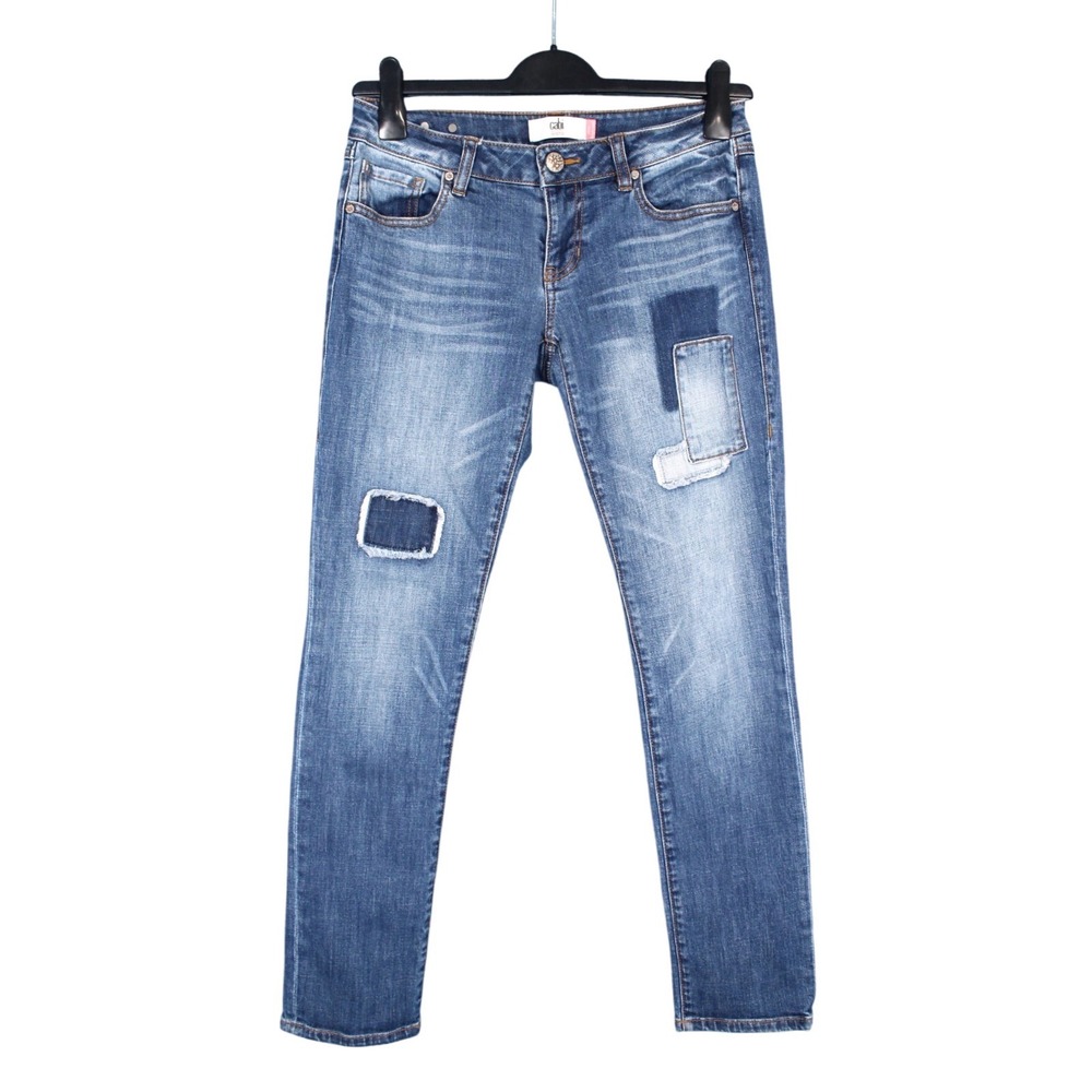 CABI #5308 Boyfriend SLIM FIT Stretch Denim DESTROYED PATCHWORK Jeans Sz 2